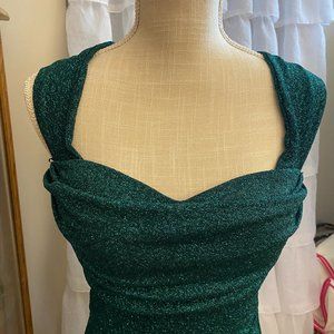 Formal Dress, Hunter Green sparkle,  Size L, Windsor designer